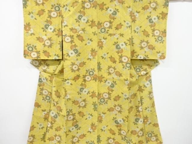 JAPANESE KIMONO / VINTAGE UNUSED KIMONO / SILK / TOKAMACHI TSUMUGI / WOVEN KIKU